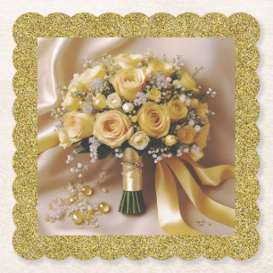 Dessous-de-verre En Papier Honey Gold Terrazzo Rose Dessous de verre Mariage