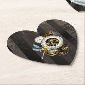 Dessous-de-verre En Papier Horloge à vapeur avec libellule mécanique (Incliné)