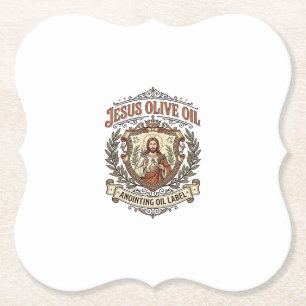 Dessous-de-verre En Papier Huile d'onction d'huile d'olive Jésus Étiquette Hu