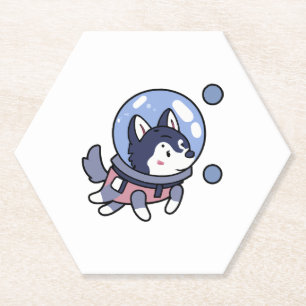 Dessous-de-verre En Papier Husky Dans L'Espace Amoureux des chiens Chiot Retr
