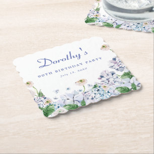 Dessous-de-verre En Papier Hydrangea Rose 90e Anniversaire Personnalisé Sur M