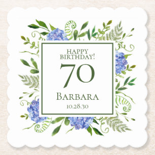 Dessous-de-verre En Papier Hydrangeas bleus pour 70e anniversaire