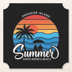 Dessous-de-verre En Papier Île Paradis Plage Santa Monica-35307