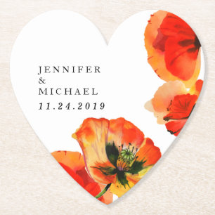 Dessous-de-verre En Papier Illustration de coquelicot Art floral Mariage