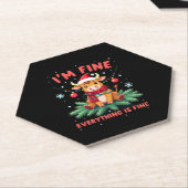 Dessous-de-verre En Papier I'm Fine Everything is Fine Christmas Highland Cow (Incliné)
