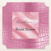 Dessous-de-verre En Papier Impression d'animal en faux alligator rose (Devant)