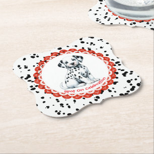Dessous-de-verre En Papier Imprimé Dalmatien Anniversaire Fête Noir et Blan