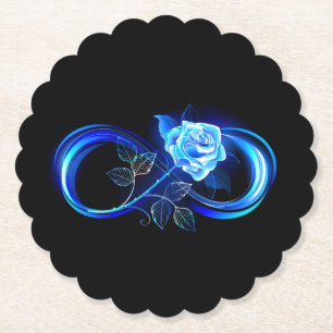 Dessous-de-verre En Papier Infini lumineux avec rose bleue