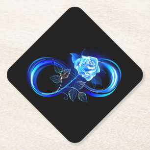 Dessous-de-verre En Papier Infini lumineux avec rose bleue