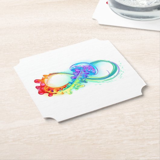 Dessous-de-verre En Papier Infinity avec Rainbow Jellyfish (Incliné)