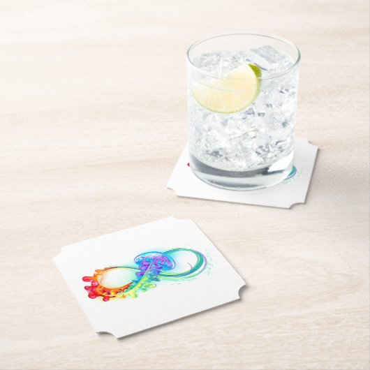 Dessous-de-verre En Papier Infinity avec Rainbow Jellyfish (En situation)