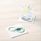 Dessous-de-verre En Papier Infinity Symbol with Peacock Feather (En situation)