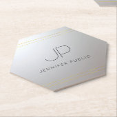 Dessous-de-verre En Papier Initiale Monogramme Gold Silver Modèle tendance (Incliné)