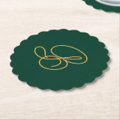 Dessous-de-verre En Papier Initiale Monogramme Propre Vert & Or (Incliné)