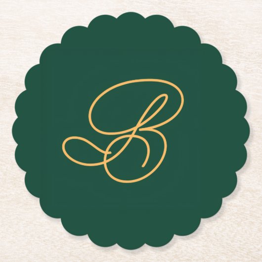 Dessous-de-verre En Papier Initiale Monogramme Propre Vert & Or (Devant)