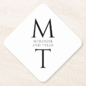 Dessous-de-verre En Papier Initiales en noir monogramme moderne (Devant)