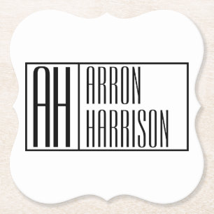 Dessous-de-verre En Papier Initiales minimes modernes et logo de nom