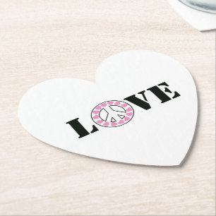 Dessous-de-verre En Papier Inspirationnel Pink Love Coeurs de paix