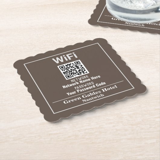 Dessous-de-verre En Papier Instructions WiFi avec code QR (Incliné)