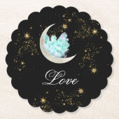 Dessous-de-verre En Papier *~* INTENTION LOVE Gold Céleste Lune cristal (Devant)