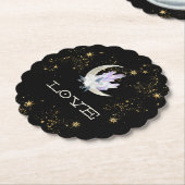 Dessous-de-verre En Papier ~* INTENTION LOVE Gold Celestial Crystal Moon (Incliné)