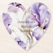 Dessous-de-verre En Papier Iris Fleur Crème Violette Réception de Mariage   (Devant)