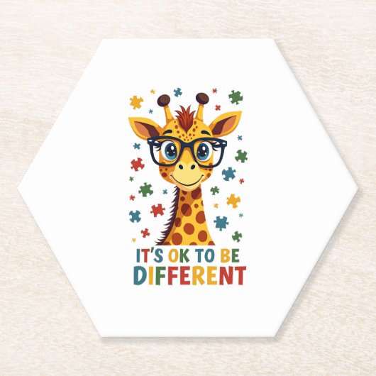 Dessous-de-verre En Papier It's Ok To Be Different Giraffe Autism Awareness B (Devant)