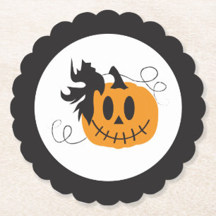 Dessous-de-verre En Papier Jack-o'-lantern Citrouille Halloween noir