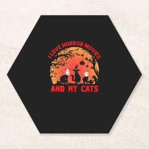 Dessous-de-verre En Papier J'Aime Les Films D'Horreur Et Mes Chats Kitten Fil