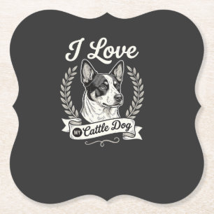 Dessous-de-verre En Papier J'aime mon chien de troupeau vintage amateur de ch