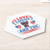 Dessous-de-verre En Papier J'aime Yorkies et les USA 01 (Incliné)