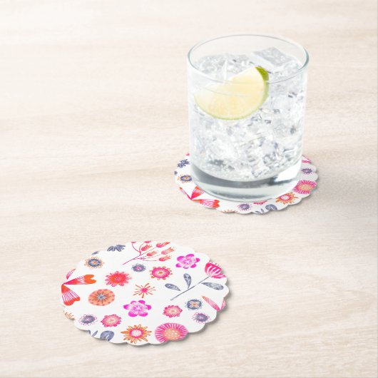 Dessous-de-verre En Papier Jardin aux fleurs moderne (En situation)