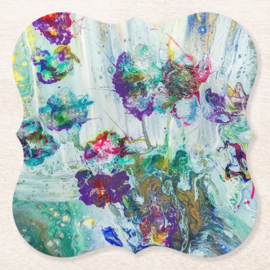 Dessous-de-verre En Papier Jardin des colibris Peinture abstraite (Devant)