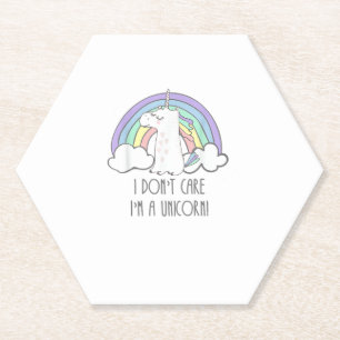 Dessous-de-verre En Papier Je ne me soucie pas Je suis un T-shirt Unicorn