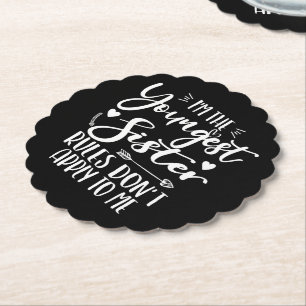 Dessous-de-verre En Papier Je suis la plus jeune soeur Sarcasm Lover mignonne
