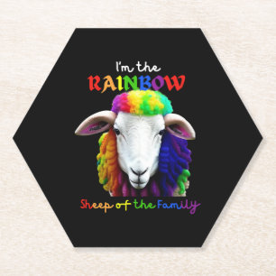 Dessous-de-verre En Papier Je suis le mouton RAINBOW de la famille 2