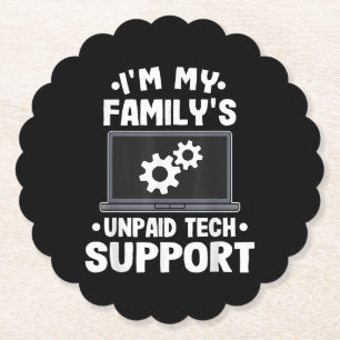 Dessous-de-verre En Papier Je suis l'ordinateur drôle de soutien technique no