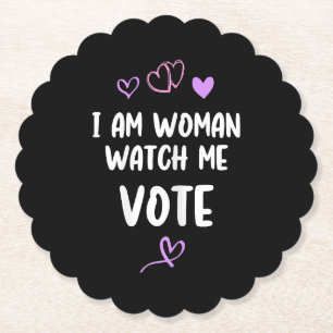 Dessous-de-verre En Papier Je Suis Une Femme Qui Me Regarde Voter