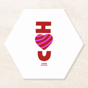 Dessous-de-verre En Papier Je t'aime Dessous de verre papier Hexagon
