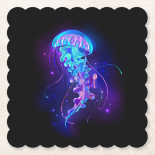 Dessous-de-verre En Papier Jellyfish éclatante couleur