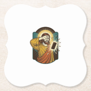 Dessous-de-verre En Papier Jésus aveuglant la luminosité maximale du téléphon