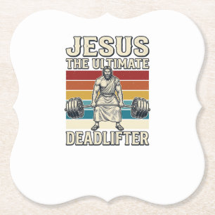 Dessous-de-verre En Papier Jésus Le Levreur De Poids Ultime Design Vectoriel 