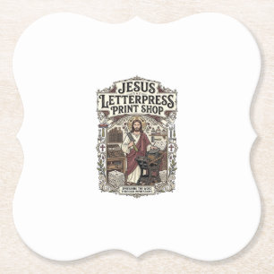 Dessous-de-verre En Papier Jesus Letterpress Print Shop Jésus impression à la
