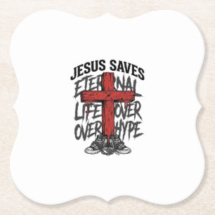 Dessous-de-verre En Papier Jésus Sauve Croix Vintage Vêtement de Rue Chrétien