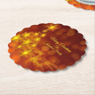 Dessous-de-verre En Papier Jeu de correspondance Gold Stars Tree Nom de modif