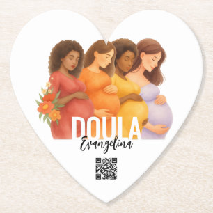 Dessous-de-verre En Papier Joli code QR professionnel Doula de naissance post