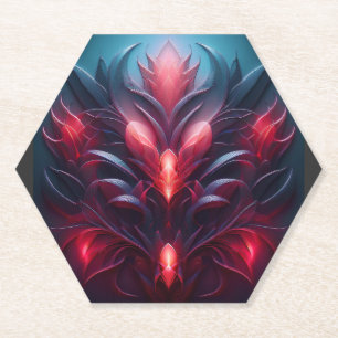 Dessous-de-verre En Papier Joli Fractage rouge et bleu avec une touche floral