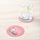 Dessous-de-verre En Papier Joli lapin de Pâques rose (En situation)