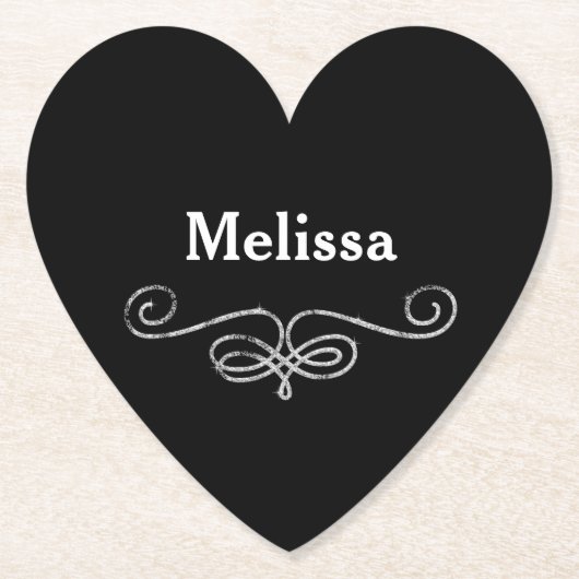 Dessous-de-verre En Papier Joli noir et argent (Devant)