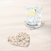 Dessous-de-verre En Papier Joli rose Roses Mariage Floral (En situation)